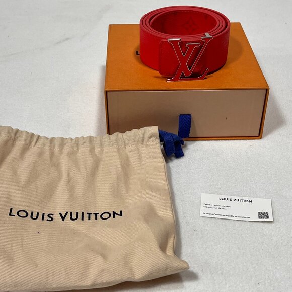 Louis Vuitton Red LV Initiales Belt Silver Buckle 40 With Box Duster Bag - Picture 1 of 16